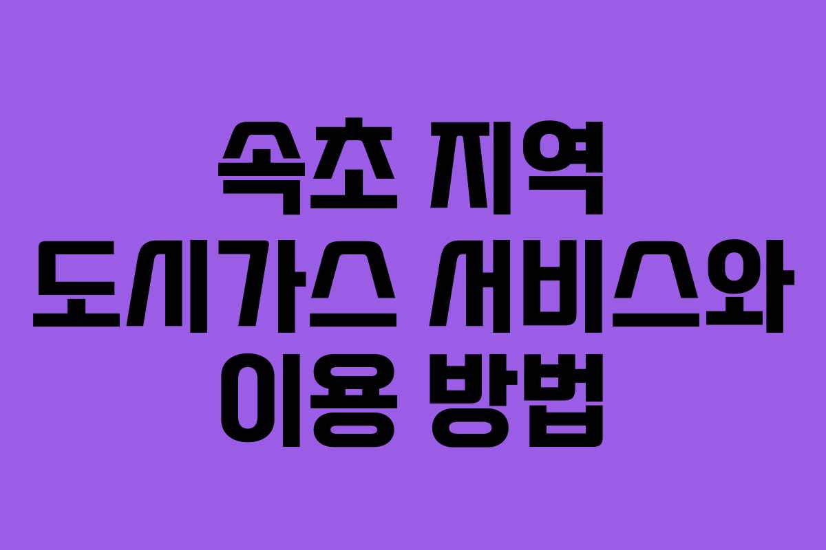 속초 지역 도시가스 서비스와 이용 방법