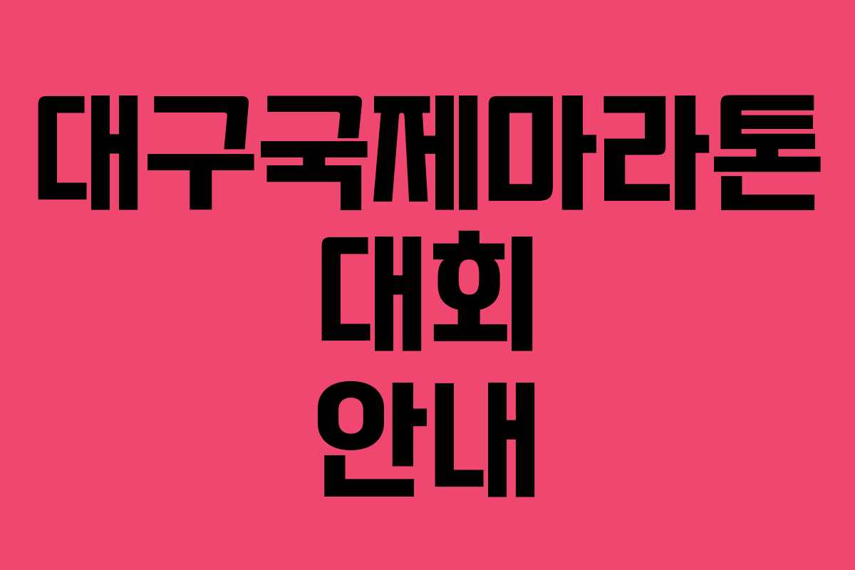 대구국제마라톤 대회 안내