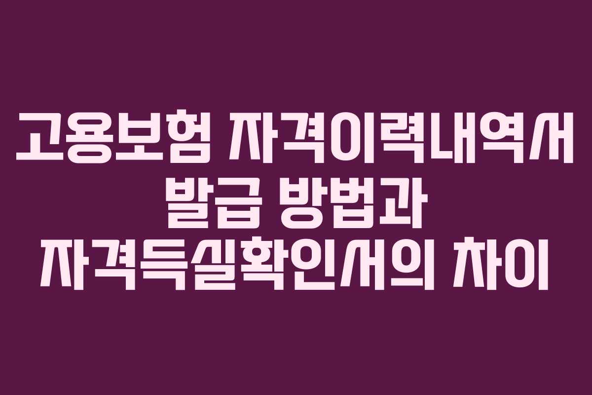 고용보험 자격이력내역서 발급 방법과 자격득실확인서의 차이