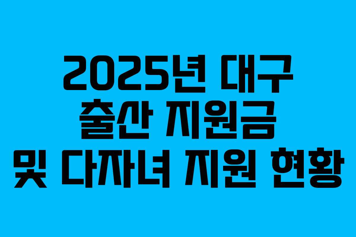 2025년 대구 출산 지원금 및 다자녀 지원 현황 2025년 대구 출산 지원금 및 다자녀 지원 현황