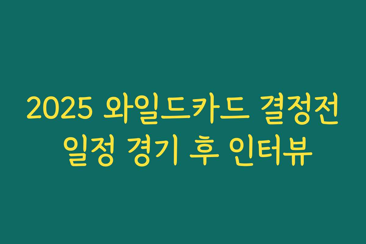 2025 와일드카드 결정전 일정 경기 후 인터뷰