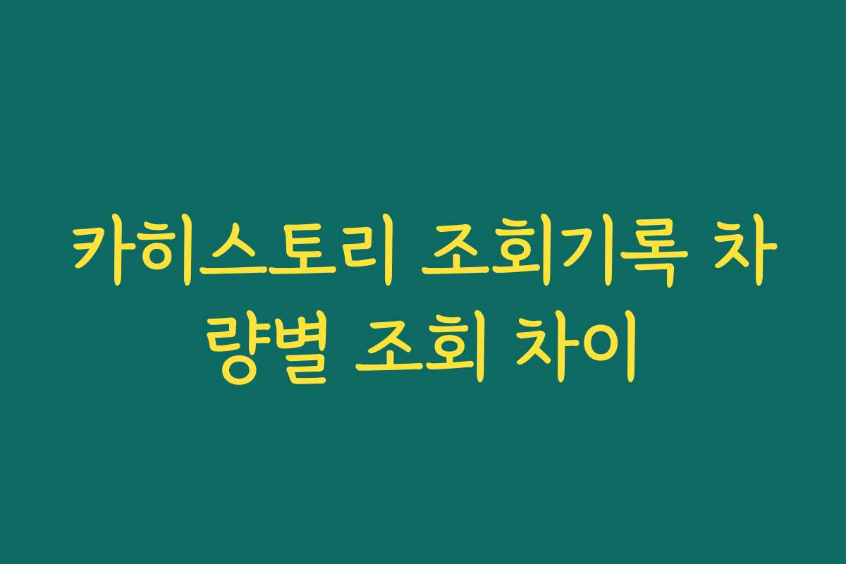 카히스토리 조회기록 차량별 조회 차이 카히스토리 조회기록 차량별 조회 차이