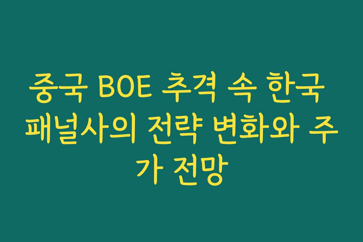 중국 BOE 추격 속 한국 패널사의 전략 변화와 주가 전망 중국 BOE 추격 속 한국 패널사의 전략 변화와 주가 전망