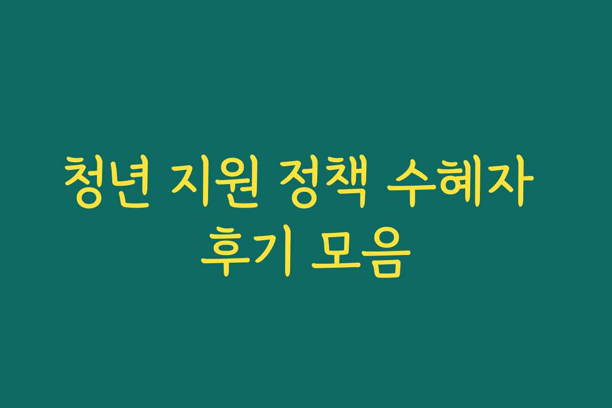청년 지원 정책 수혜자 후기 모음 청년 지원 정책 수혜자 후기 모음