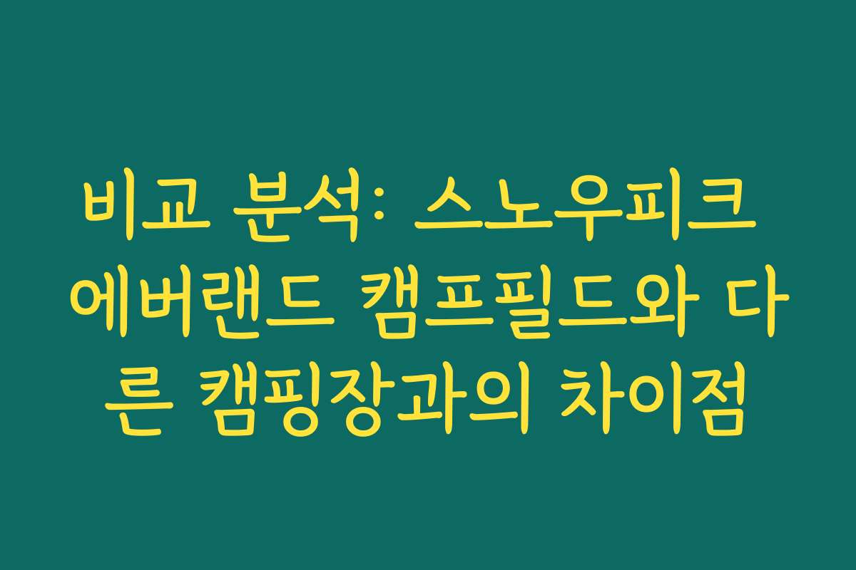 비교 분석: 스노우피크 에버랜드 캠프필드와 다른 캠핑장과의 차이점