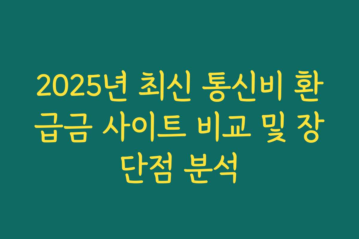 2025년 최신 통신비 환급금 사이트 비교 및 장단점 분석