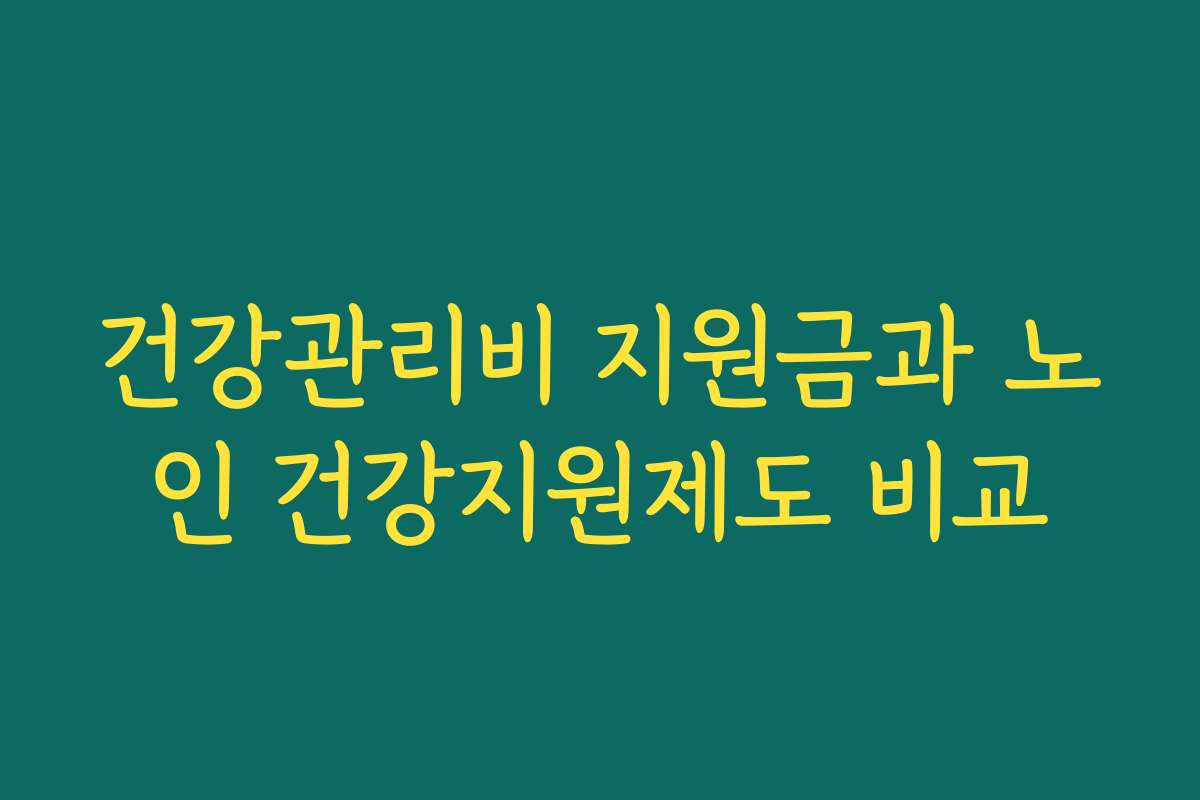 건강관리비 지원금과 노인 건강지원제도 비교