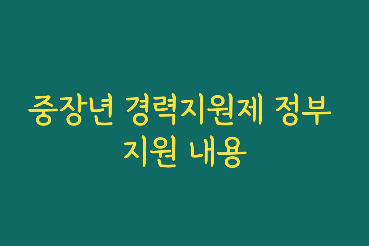 중장년 경력지원제 정부 지원 내용