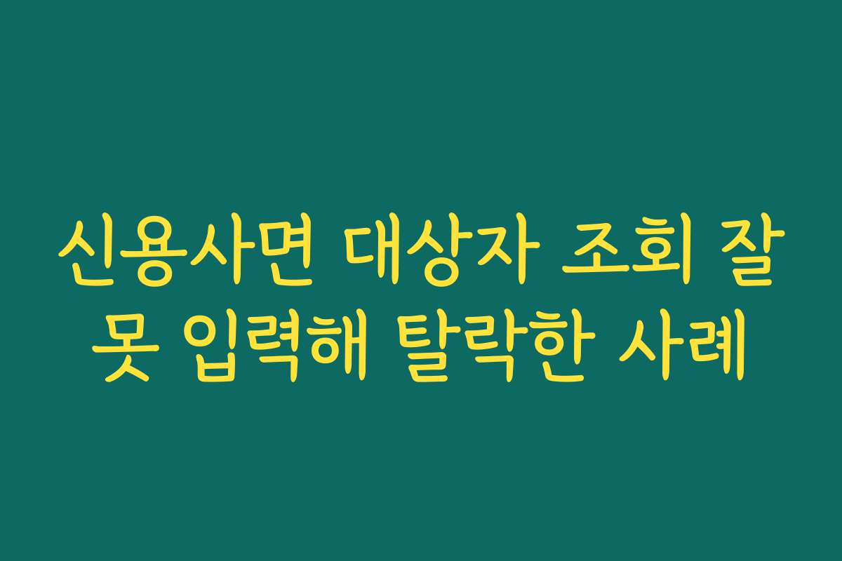 신용사면 대상자 조회 잘못 입력해 탈락한 사례