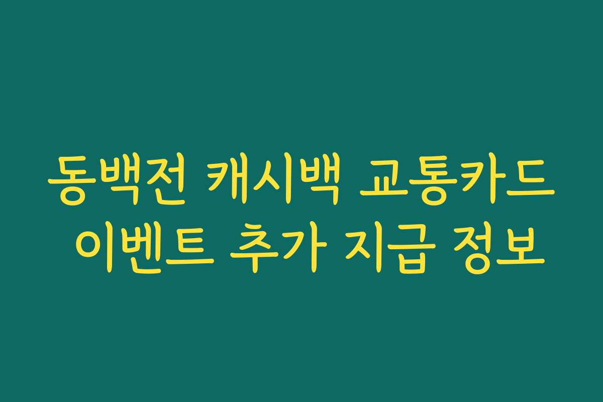 동백전 캐시백 교통카드 이벤트 추가 지급 정보
