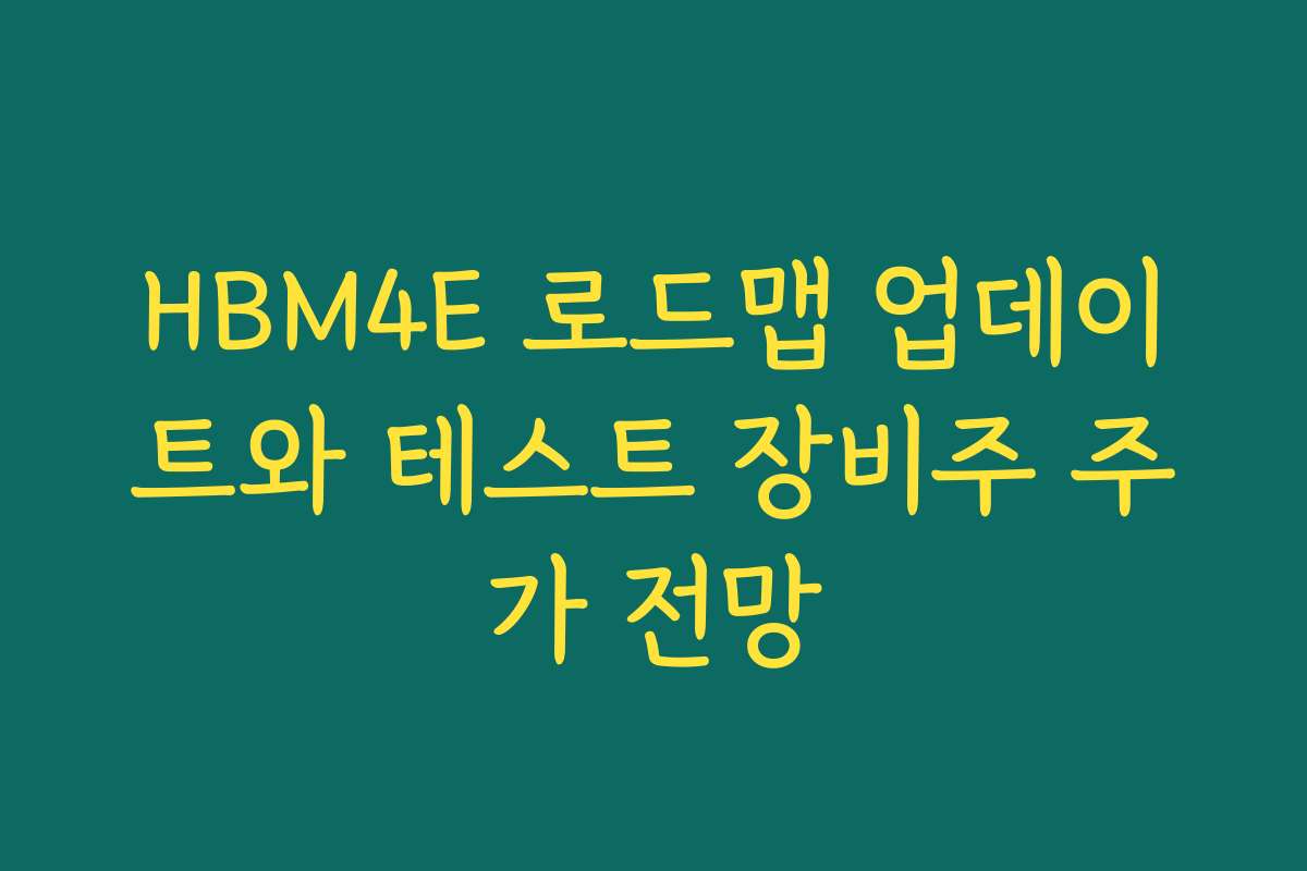 HBM4E 로드맵 업데이트와 테스트 장비주 주가 전망 HBM4E 로드맵 업데이트와 테스트 장비주 주가 전망