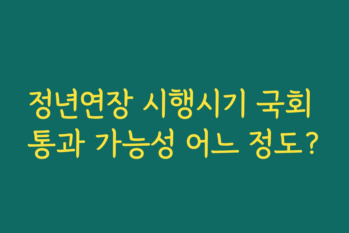 정년연장 시행시기 국회 통과 가능성 어느 정도? 정년연장 시행시기 국회 통과 가능성 어느 정도?