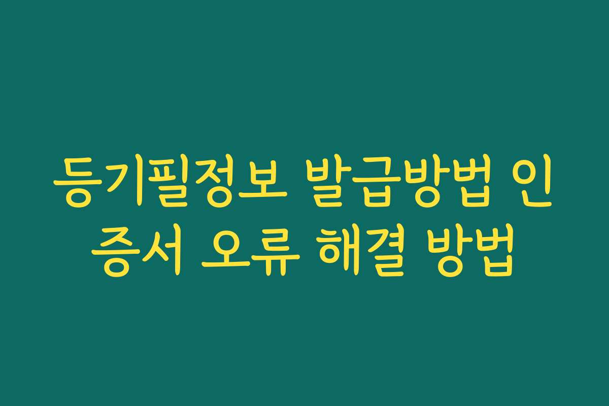 등기필정보 발급방법 인증서 오류 해결 방법