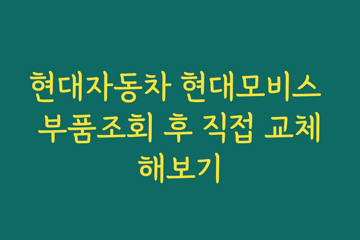 현대자동차 현대모비스 부품조회 후 직접 교체해보기