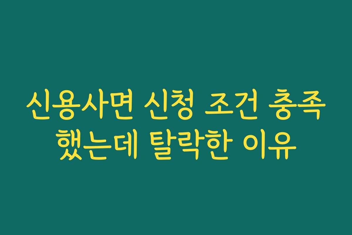 신용사면 신청 조건 충족했는데 탈락한 이유