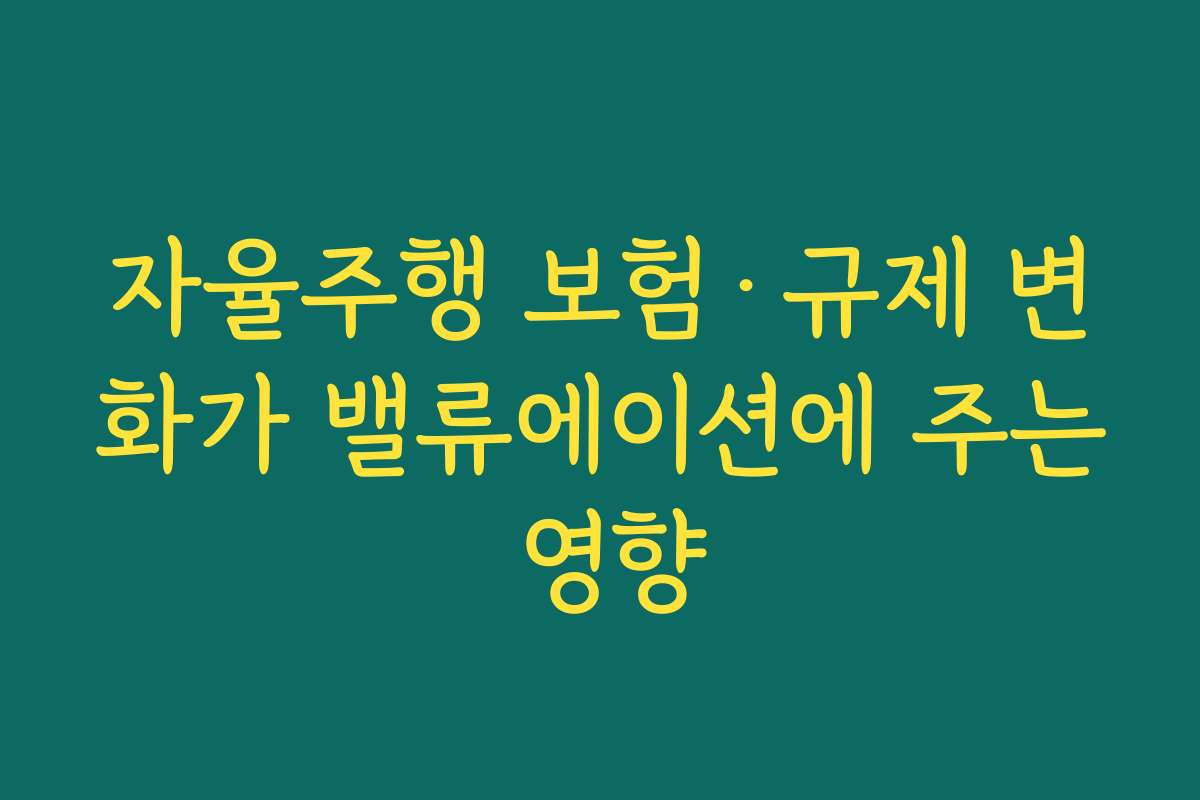 자율주행 보험·규제 변화가 밸류에이션에 주는 영향 자율주행 보험·규제 변화가 밸류에이션에 주는 영향