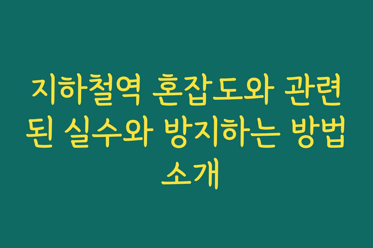 지하철역 혼잡도와 관련된 실수와 방지하는 방법 소개