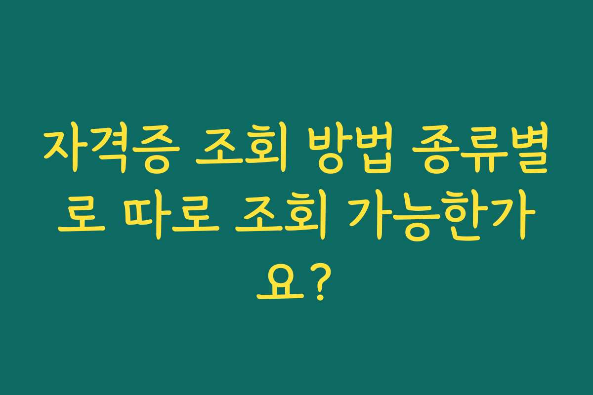 자격증 조회 방법 종류별로 따로 조회 가능한가요? 자격증 조회 방법 종류별로 따로 조회 가능한가요?