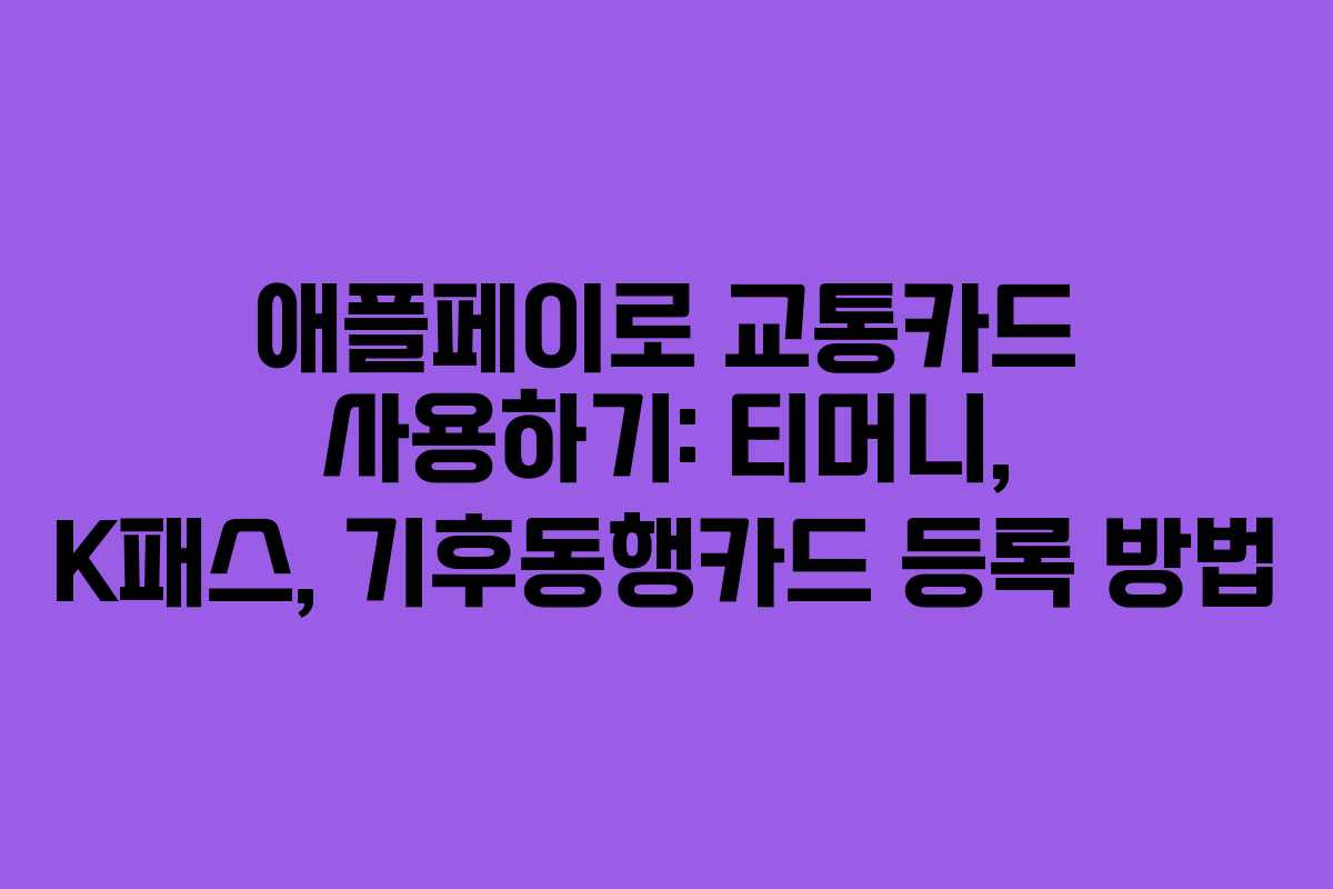 애플페이로 교통카드 사용하기: 티머니, K패스, 기후동행카드 등록 방법 애플페이로 교통카드 사용하기: 티머니, K패스, 기후동행카드 등록 방법