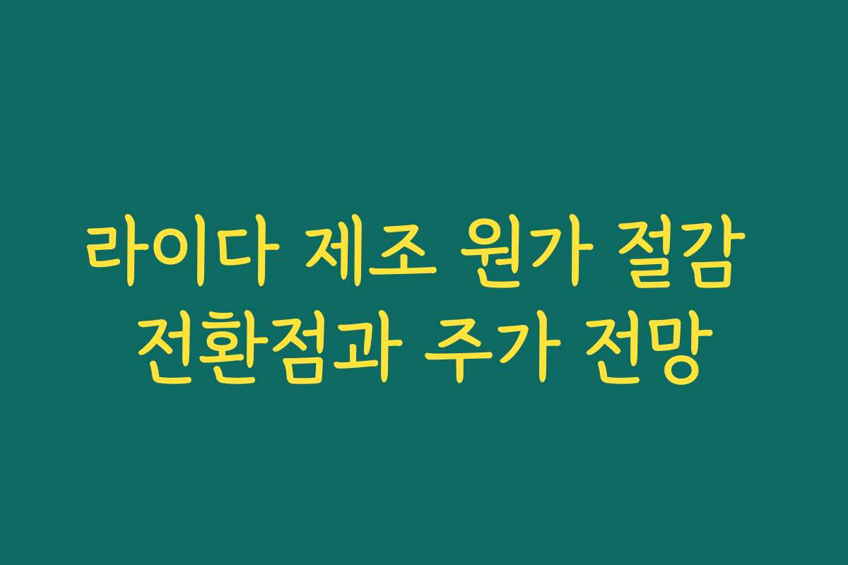 라이다 제조 원가 절감 전환점과 주가 전망