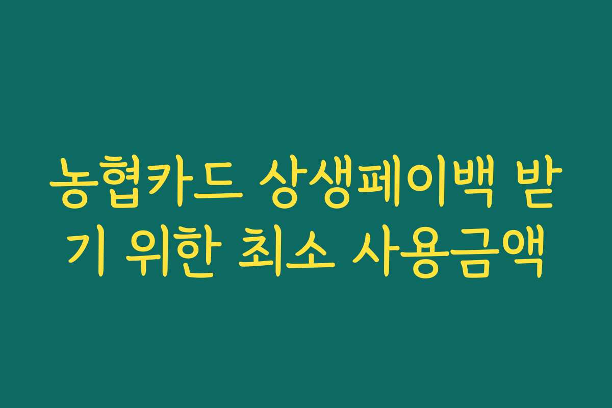 농협카드 상생페이백 받기 위한 최소 사용금액 농협카드 상생페이백 받기 위한 최소 사용금액