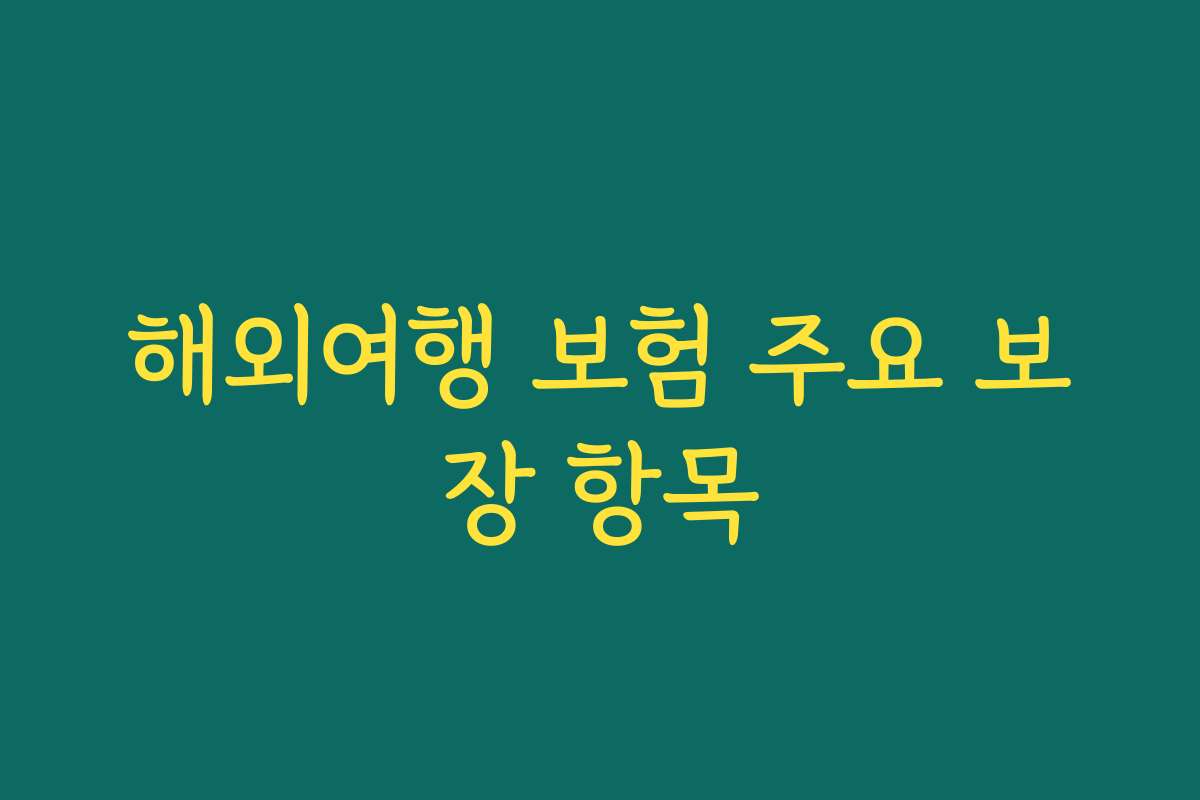 해외여행 보험 주요 보장 항목