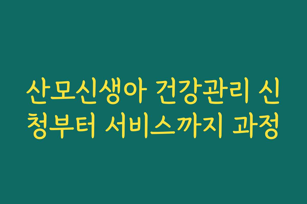 산모신생아 건강관리 신청부터 서비스까지 과정 산모신생아 건강관리 신청부터 서비스까지 과정