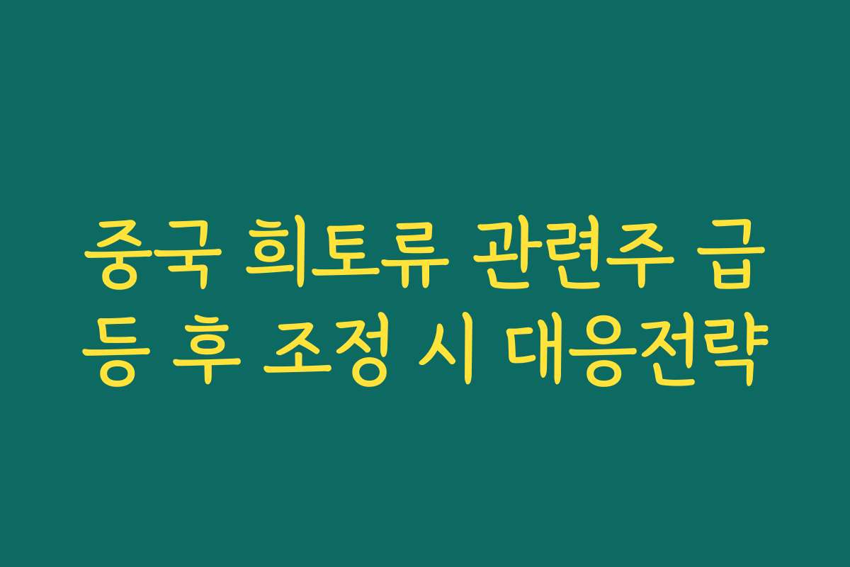 중국 희토류 관련주 급등 후 조정 시 대응전략
