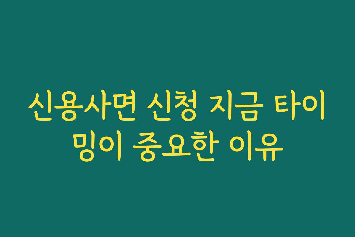 신용사면 신청 지금 타이밍이 중요한 이유