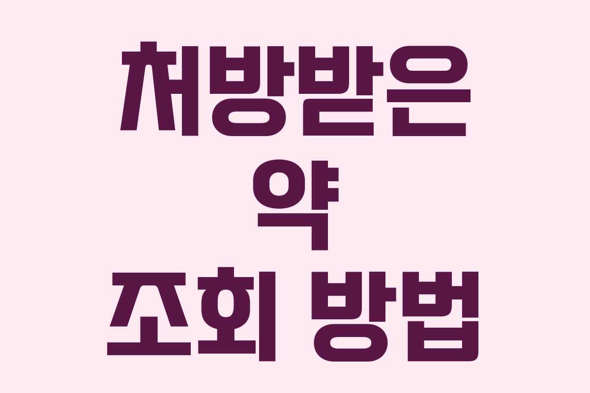 처방받은 약 조회 방법 처방받은 약 조회 방법