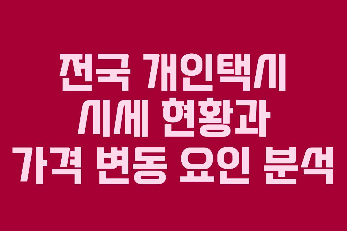 전국 개인택시 시세 현황과 가격 변동 요인 분석 전국 개인택시 시세 현황과 가격 변동 요인 분석