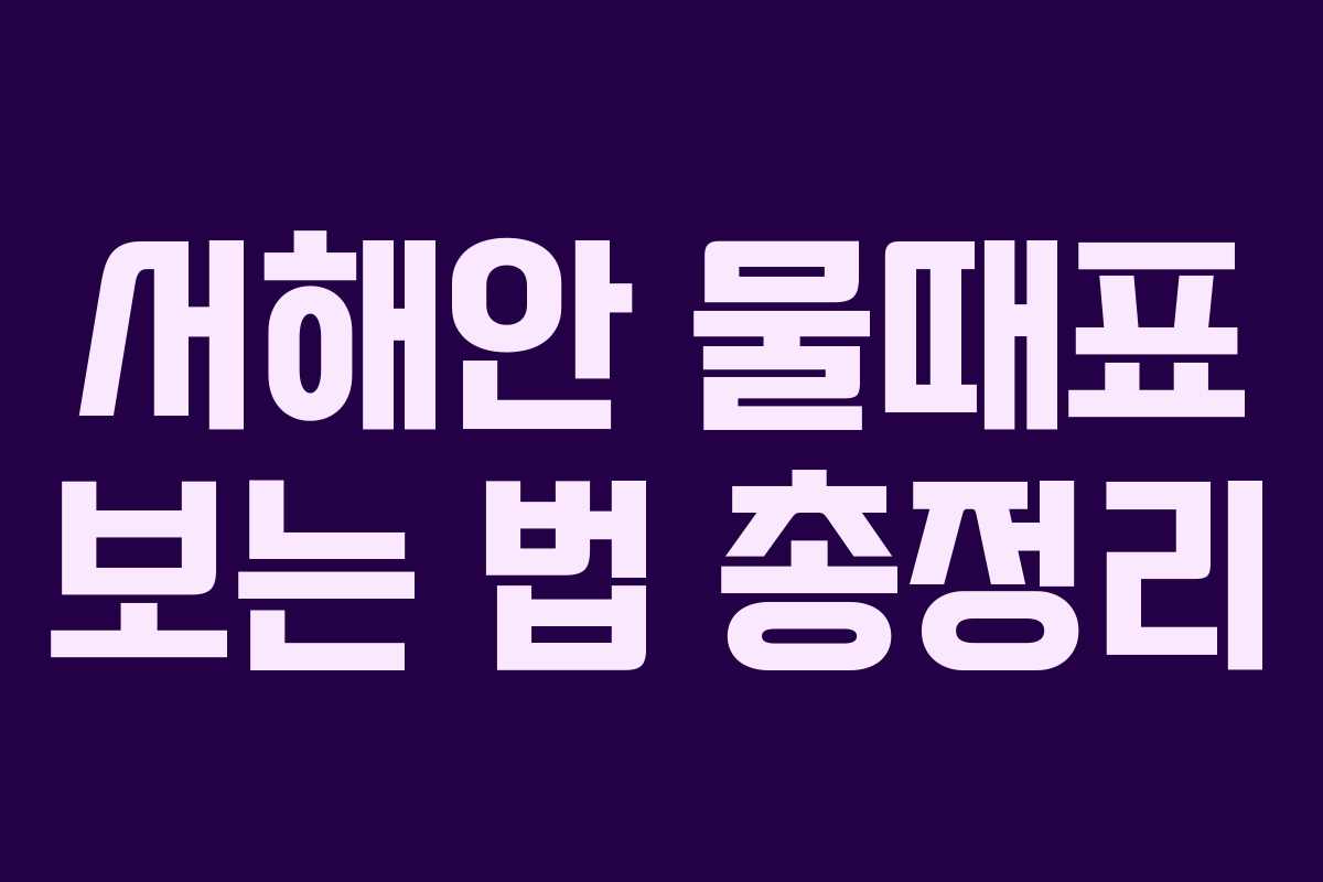 서해안 물때표 보는 법 총정리 서해안 물때표 보는 법 총정리