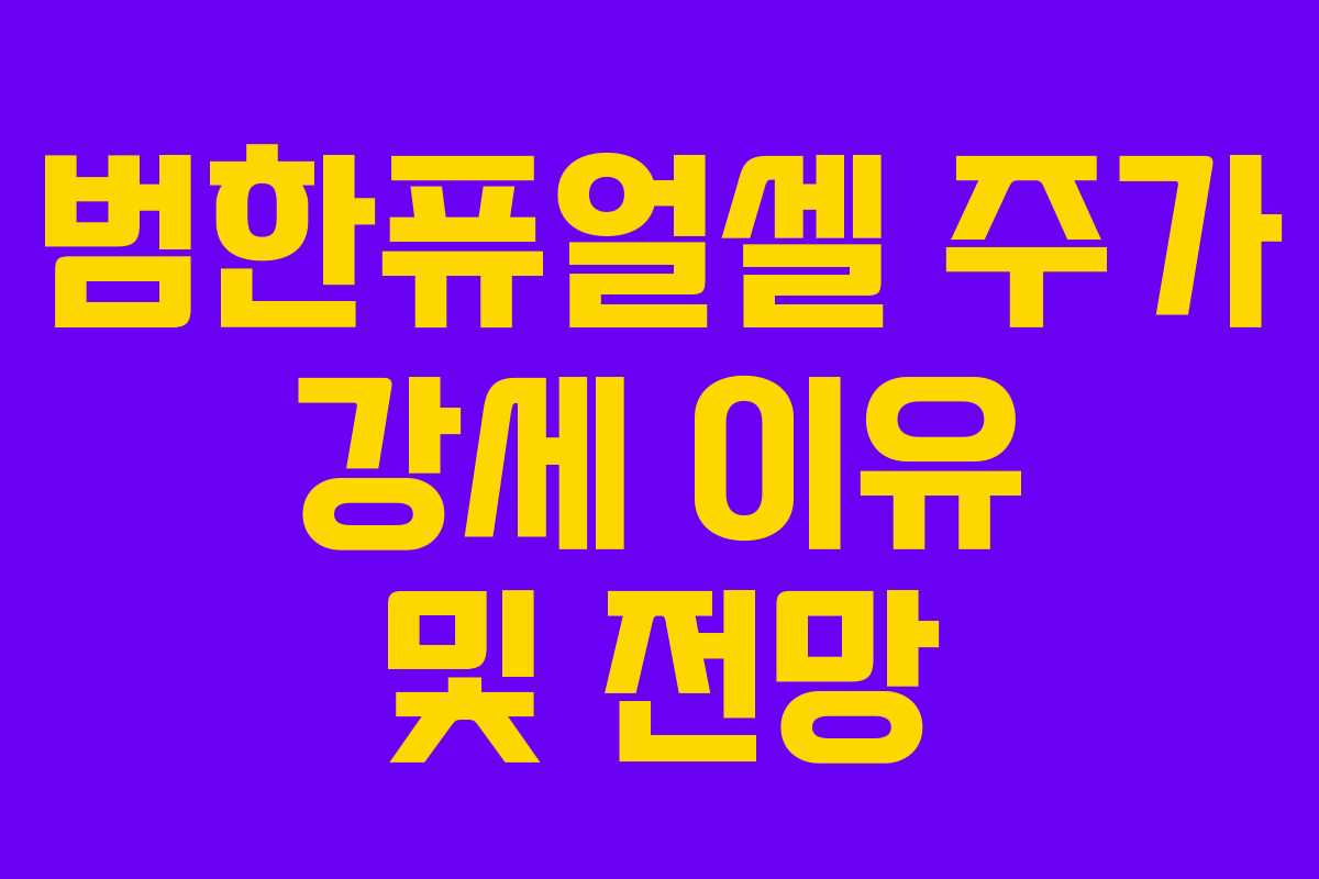 범한퓨얼셀 주가 강세 이유 및 전망 범한퓨얼셀 주가 강세 이유 및 전망