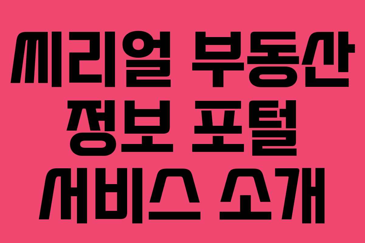 씨리얼 부동산 정보 포털 서비스 소개