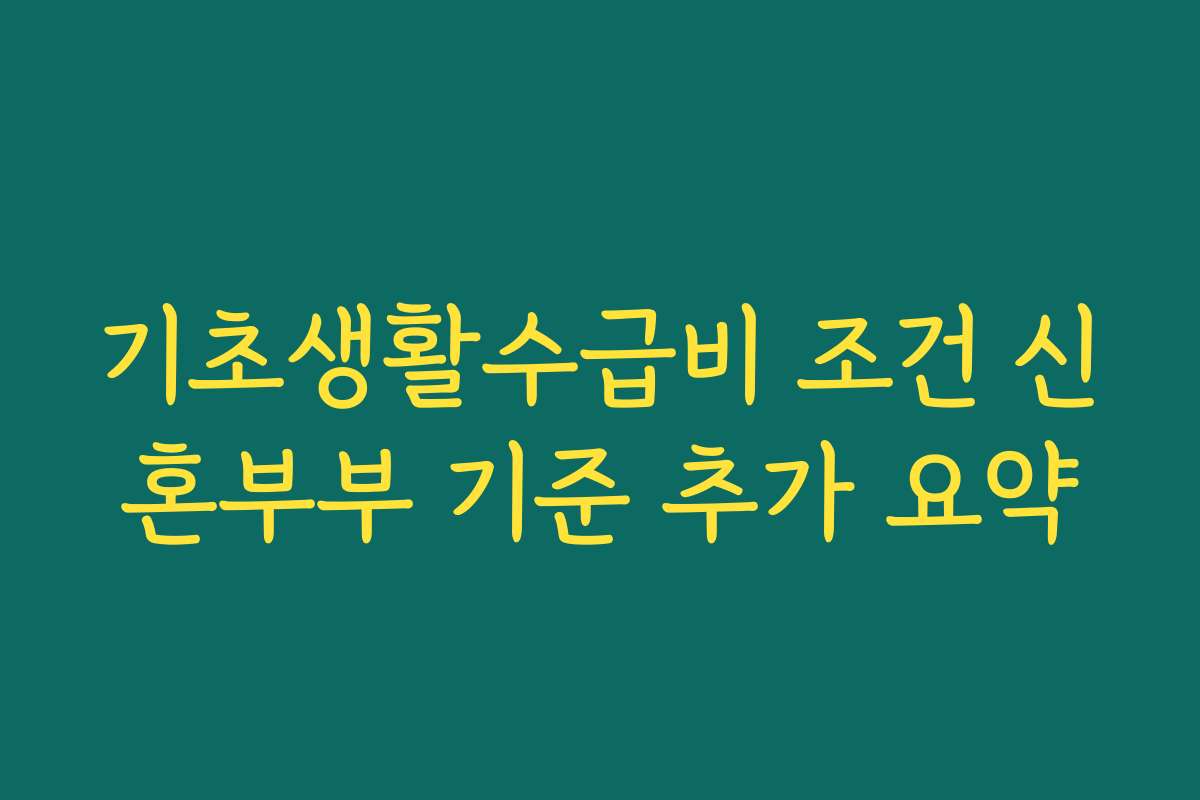 기초생활수급비 조건 신혼부부 기준 추가 요약