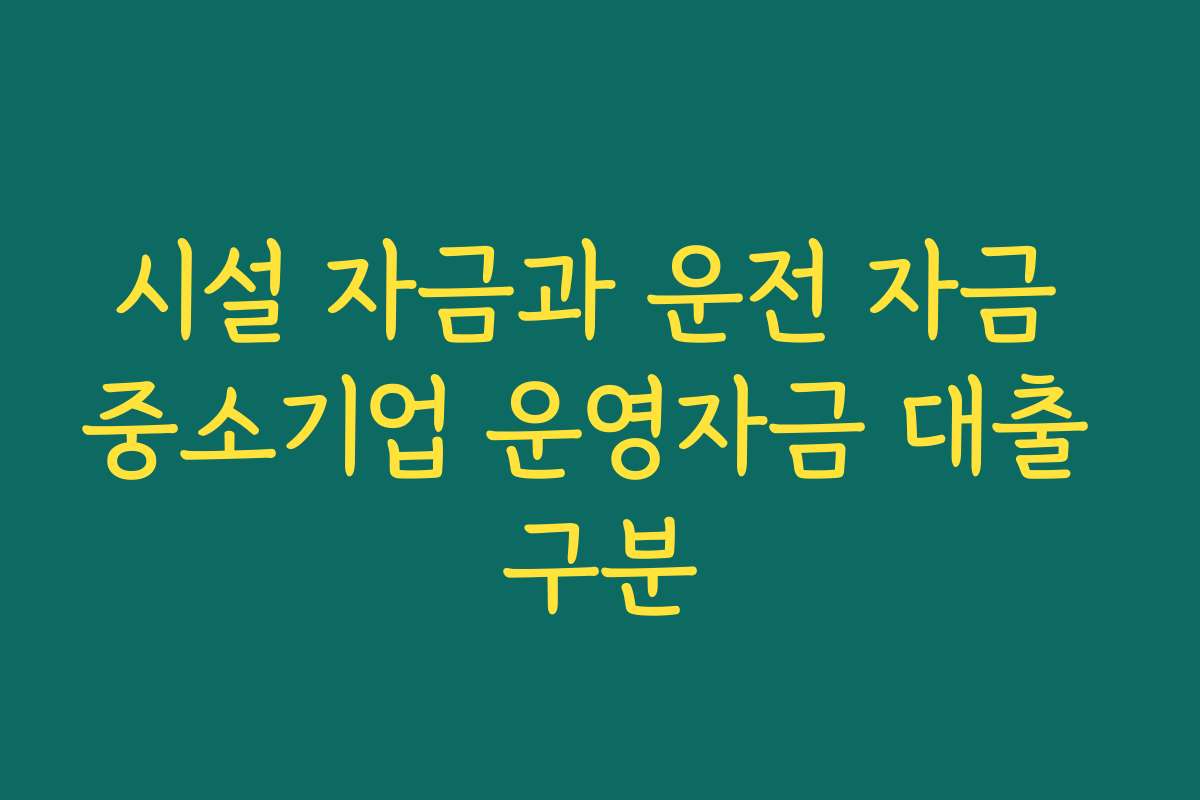 시설 자금과 운전 자금 중소기업 운영자금 대출 구분