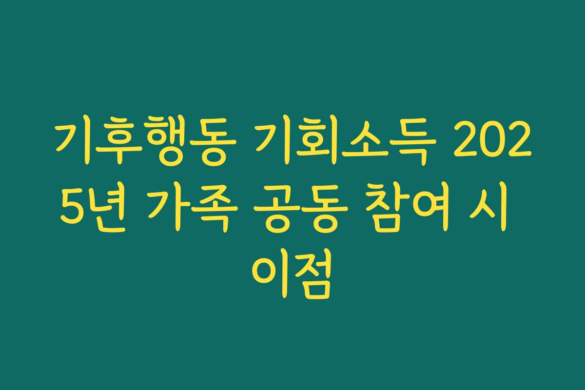기후행동 기회소득 2025년 가족 공동 참여 시 이점