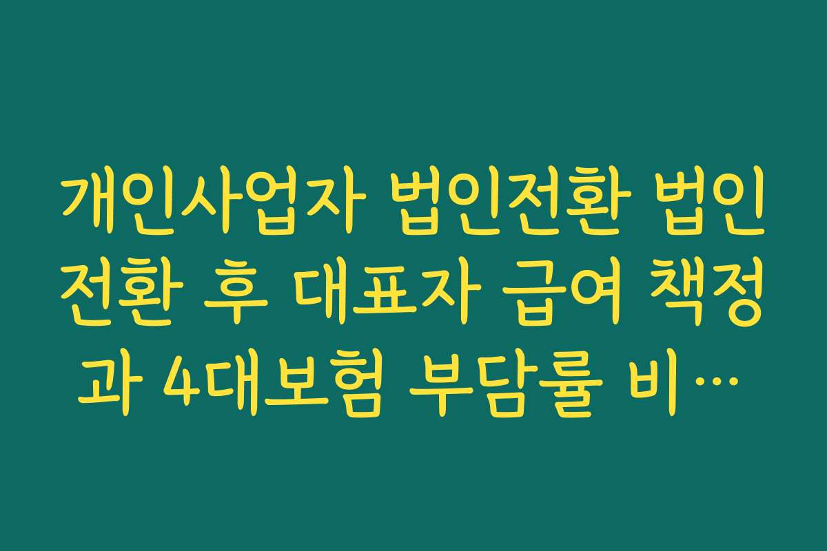 개인사업자 법인전환 법인전환 후 대표자 급여 책정과 4대보험 부담률 비교하기