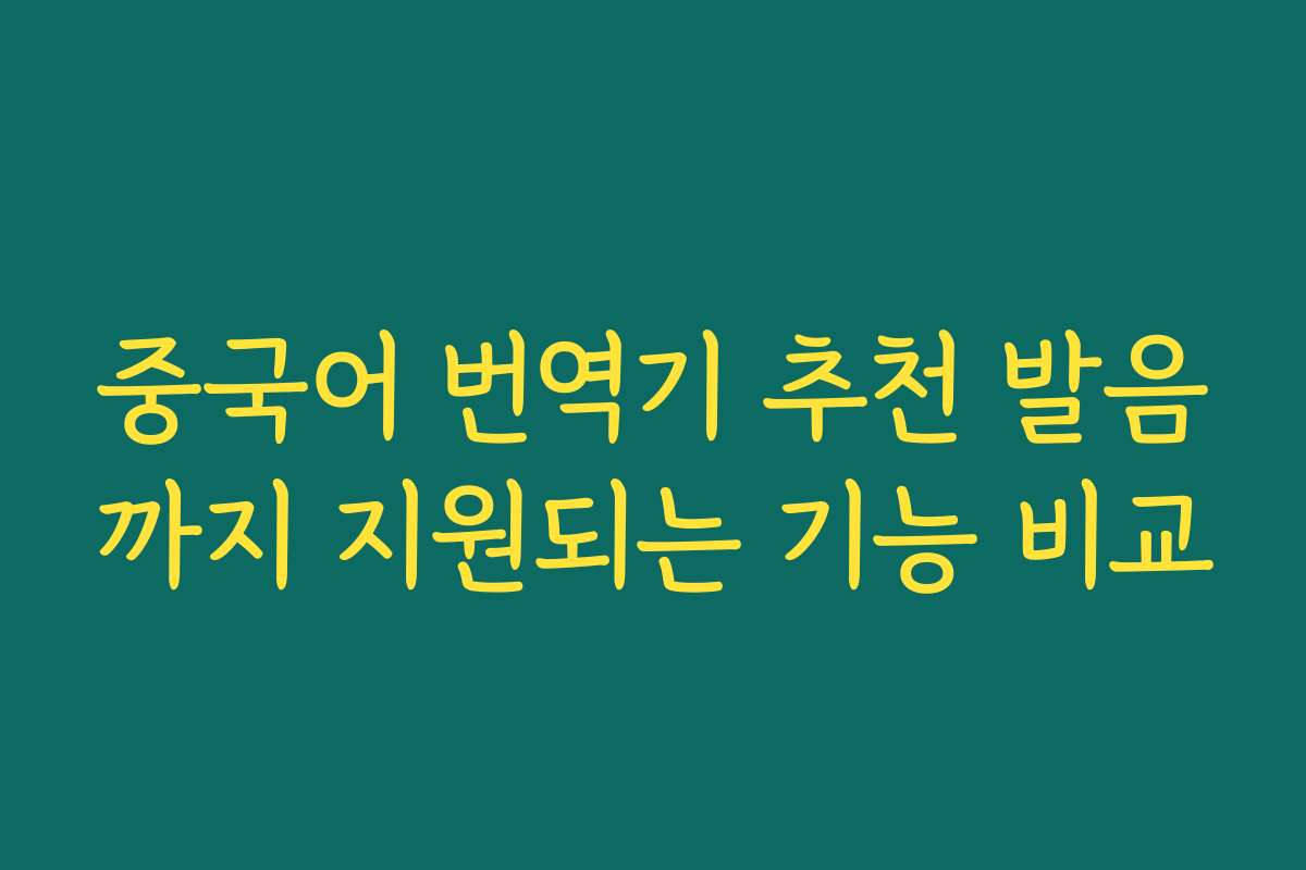 중국어 번역기 추천 발음까지 지원되는 기능 비교