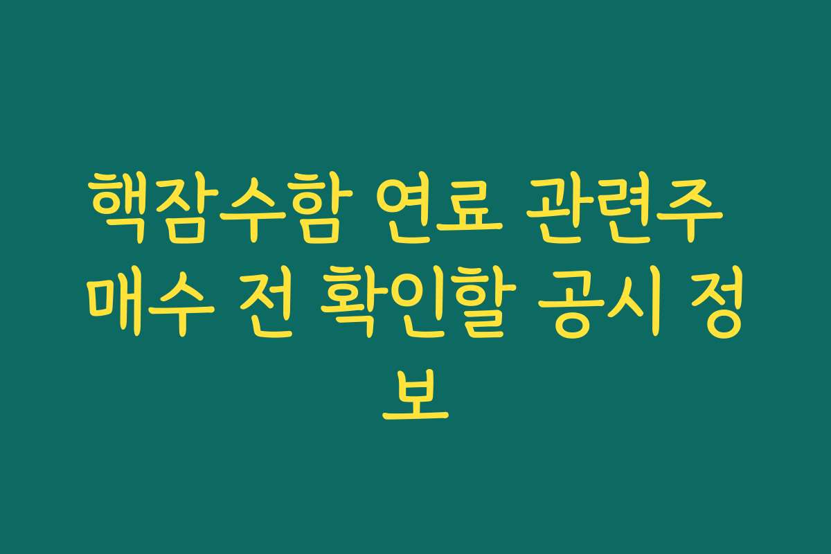 핵잠수함 연료 관련주 매수 전 확인할 공시 정보