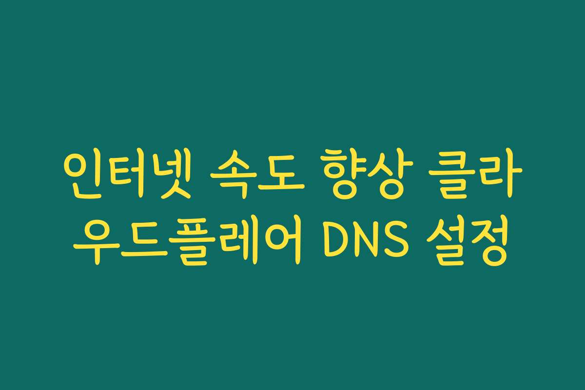 인터넷 속도 향상 클라우드플레어 DNS 설정