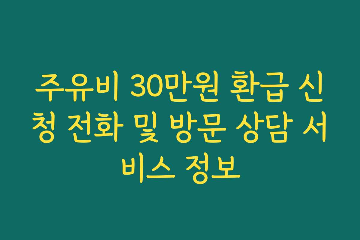 주유비 30만원 환급 신청 전화 및 방문 상담 서비스 정보