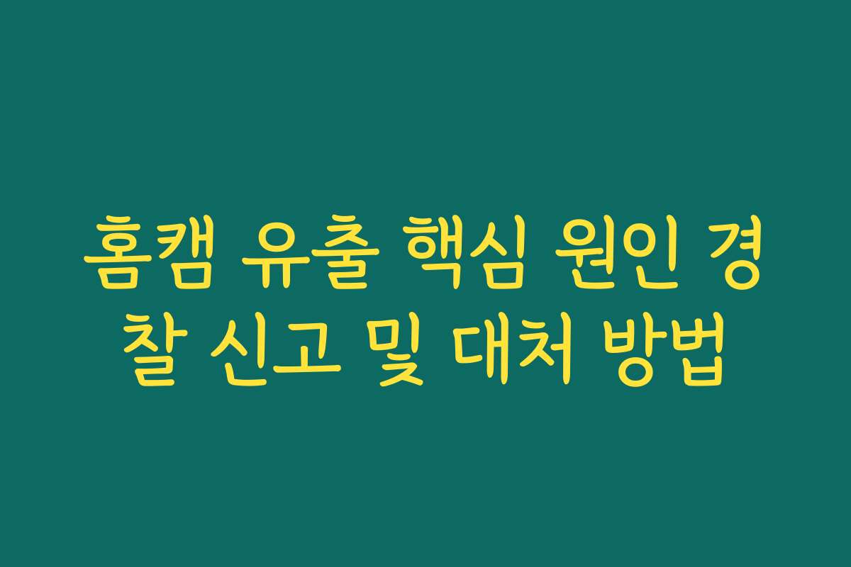 홈캠 유출 핵심 원인 경찰 신고 및 대처 방법
