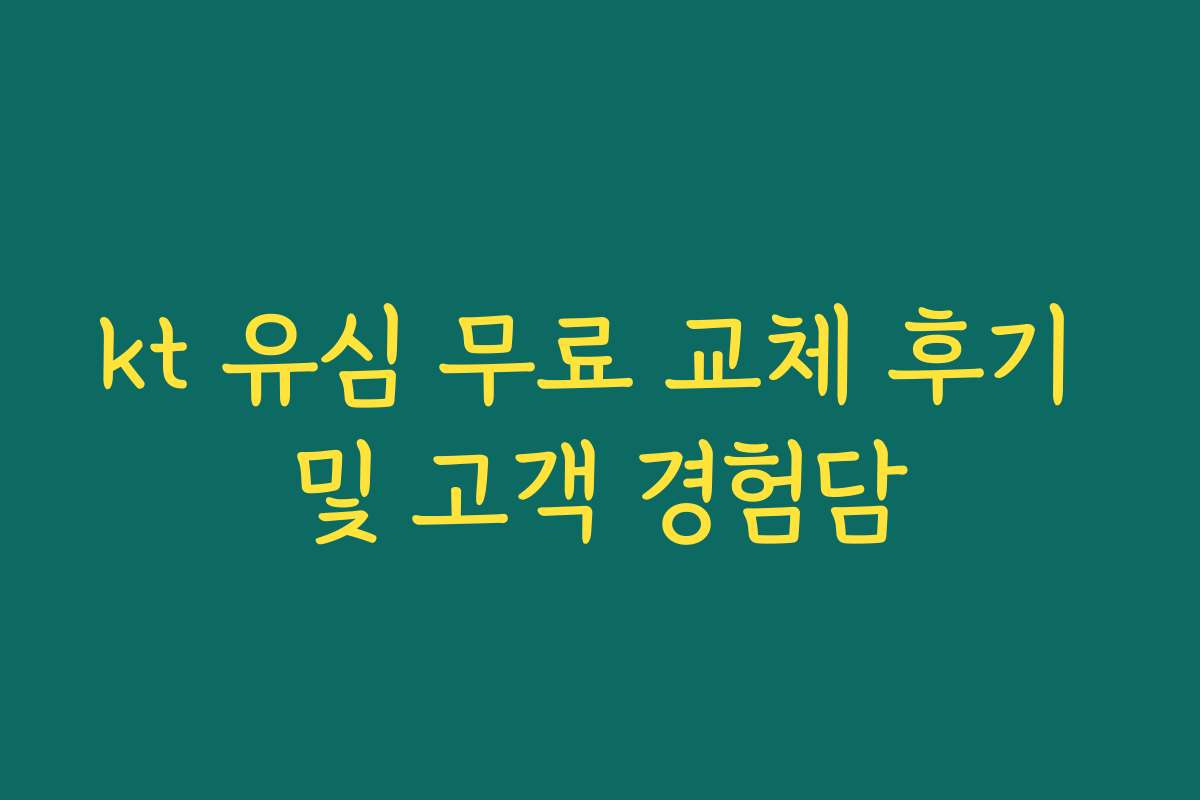kt 유심 무료 교체 후기 및 고객 경험담