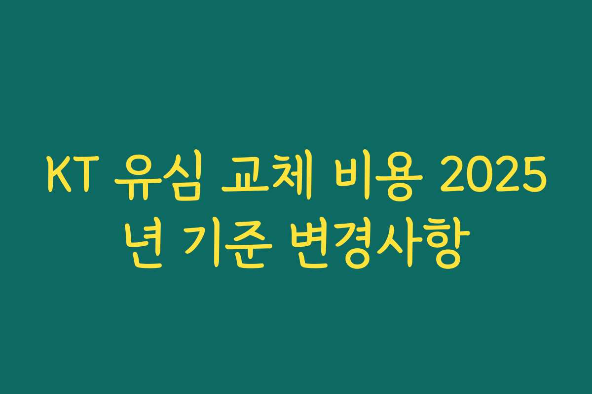 KT 유심 교체 비용 2025년 기준 변경사항