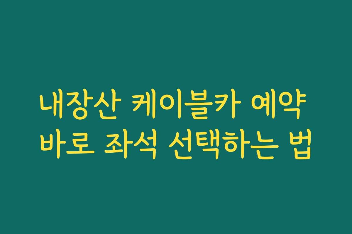 내장산 케이블카 예약 바로 좌석 선택하는 법