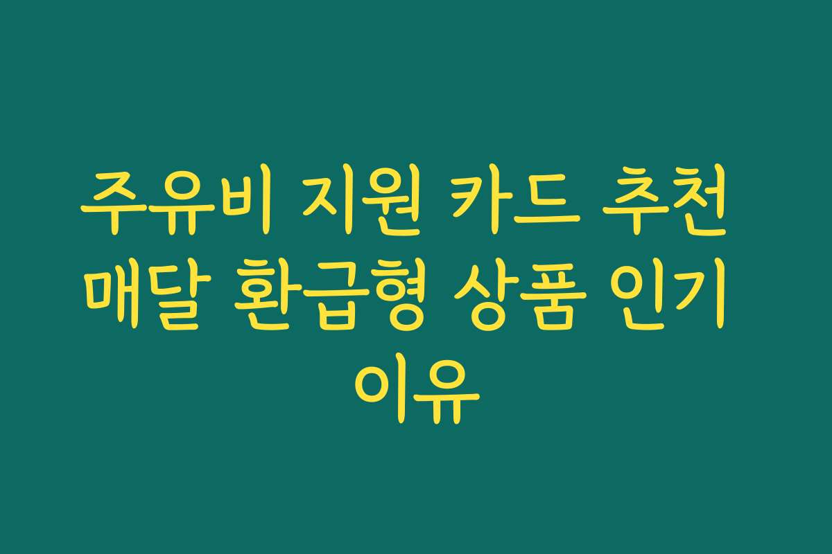 주유비 지원 카드 추천 매달 환급형 상품 인기 이유
