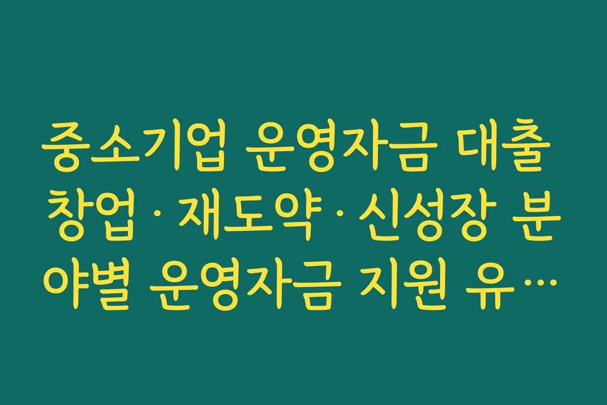 중소기업 운영자금 대출 창업·재도약·신성장 분야별 운영자금 지원 유형 정리