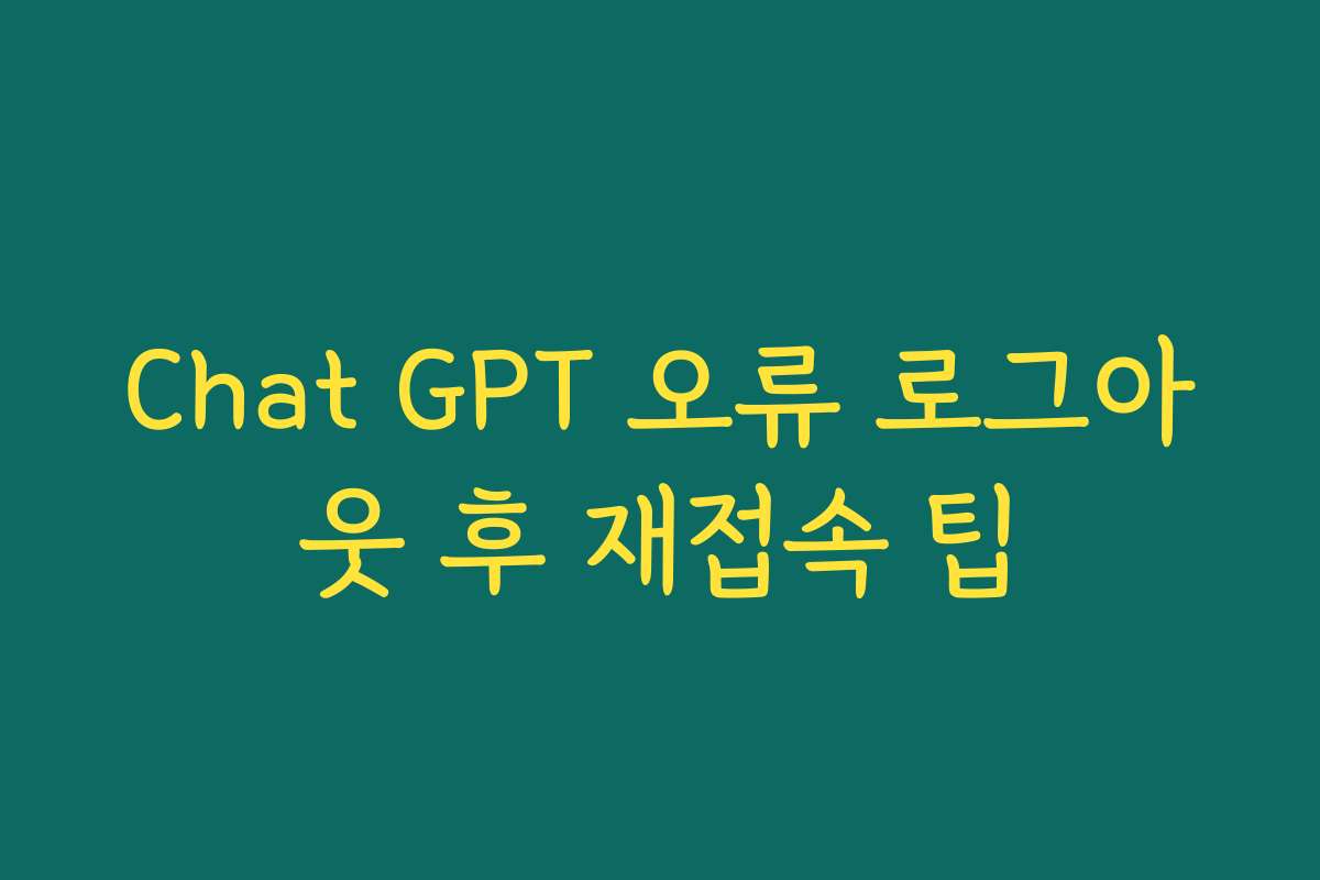 Chat GPT 오류 로그아웃 후 재접속 팁