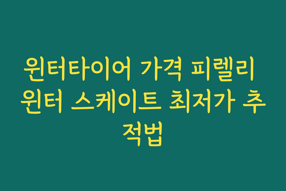 윈터타이어 가격 피렐리 윈터 스케이트 최저가 추적법